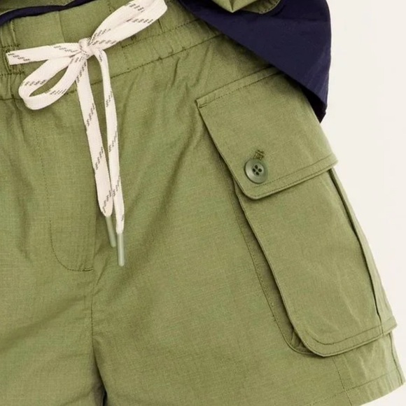 NWT J. Crew Pull On High Waisted Cargo Shorts in Olive Green - Picture 4 of 9